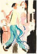 Dancing couple - Watercolour and ink over pencil, Ernst Ludwig Kirchner